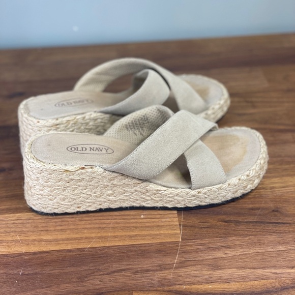 Vintage Old Navy Espadrille Sandal Wedges 7 Square Toe - Picture 5 of 8